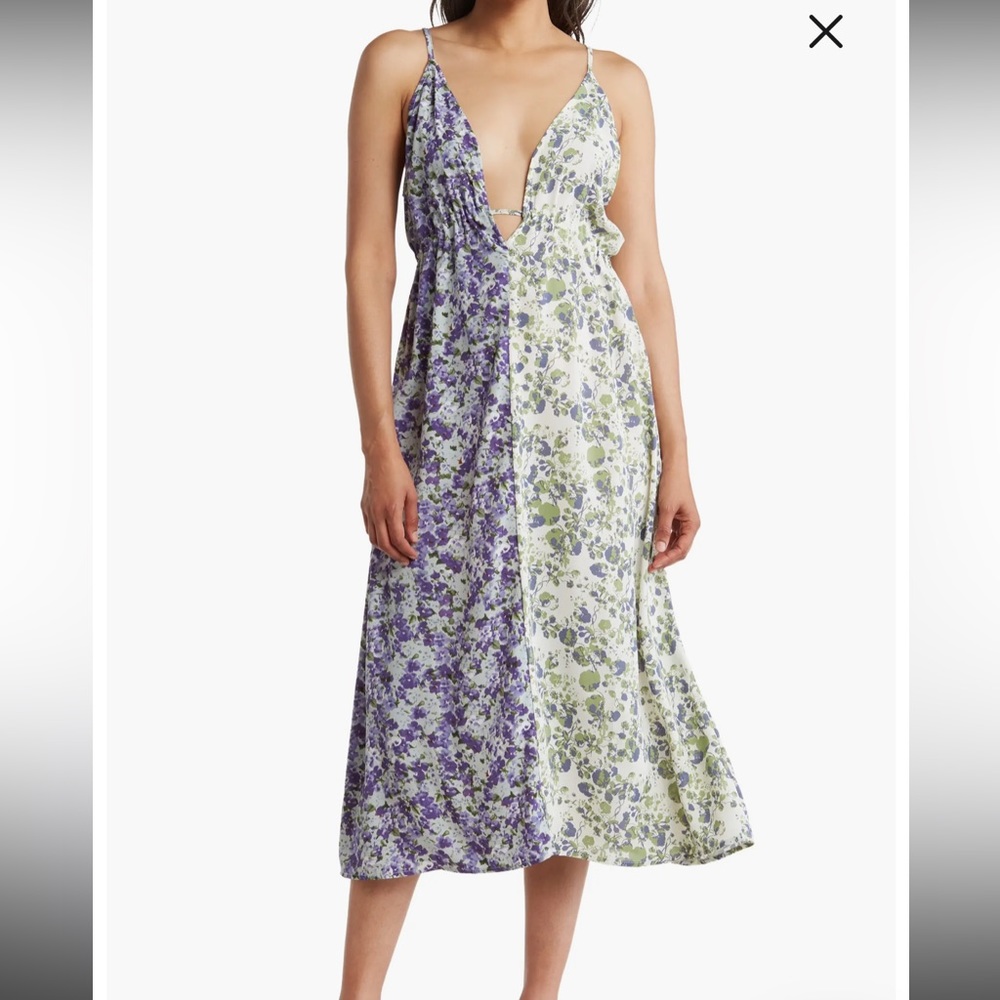 Floral color block dress